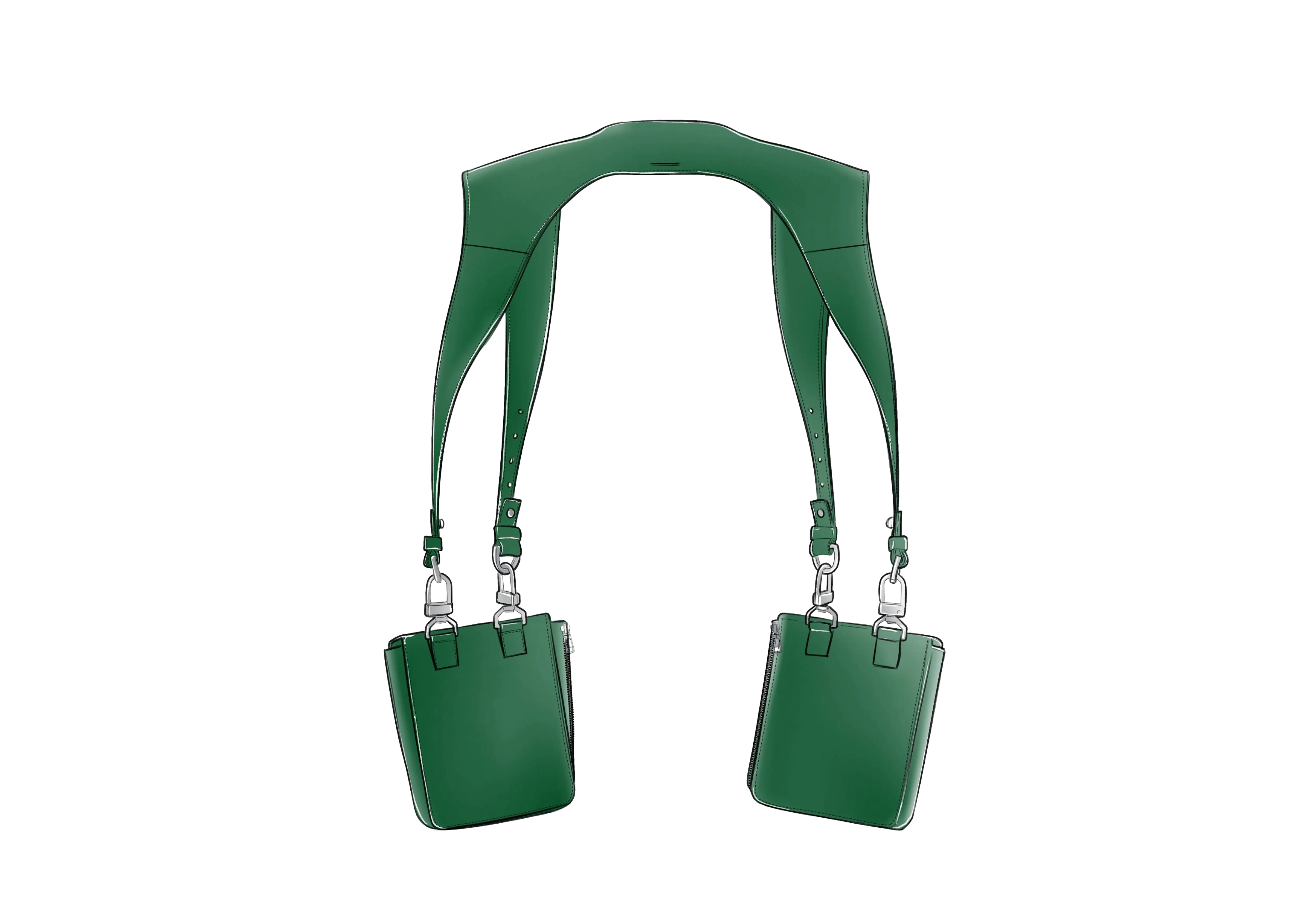 First concept sketch of the Goldy Brown harness bag